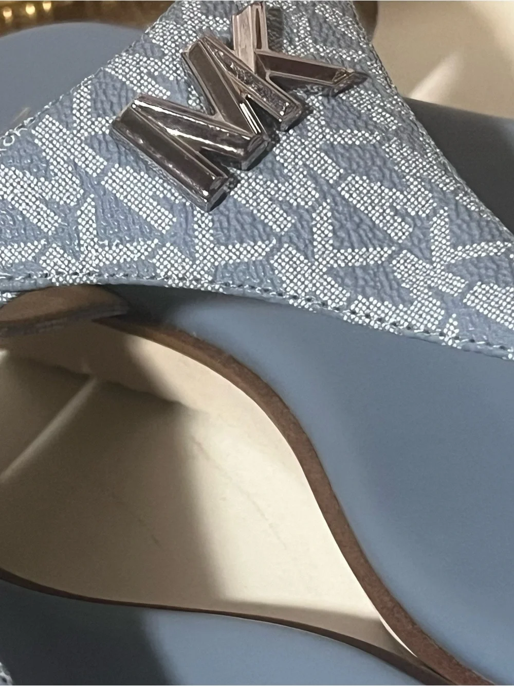 Michael Kors Light Blue Logo Thong Sandals with MK Hardware